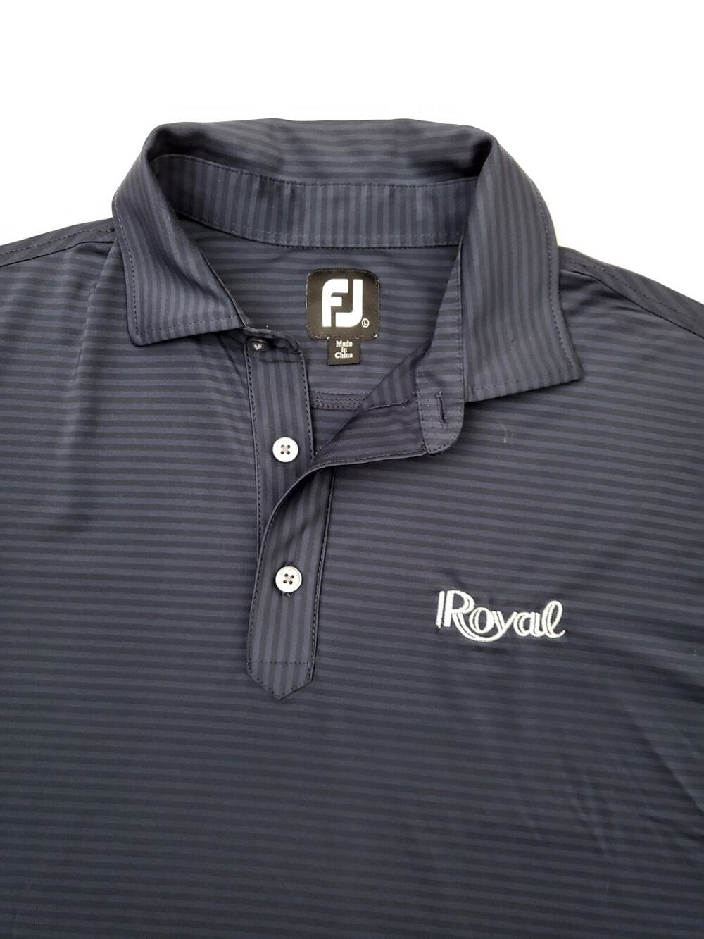 FootJoy Golf Polo Shirt Men's Size Large Navy Blue stripes